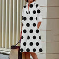 2025 Autumn New Product Fashionable and Elegant Polka Dot Printed Shirt-Collar Long-Sleeve Midi Dress