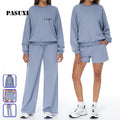PASUXI Women's Autumn Athleisure Set High-Waist Wide-Leg Jogger Sweatsuit 2-Piece Lounge Tracksuit for Running Fitness Yoga