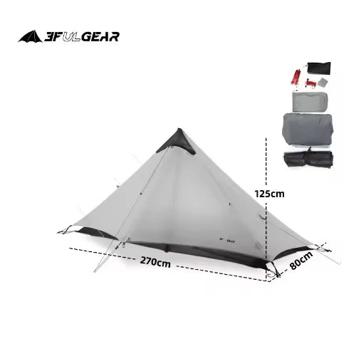 3FUL Gear Lanshan1 1 Person Outdoor Ultralight Camping Tent 3 Season 4 Season Professional 15D Silnylon Rodless Tent