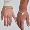 Punk Gold Plated Locket Chain  Stainless Steel Cubic Zircon Link Couple