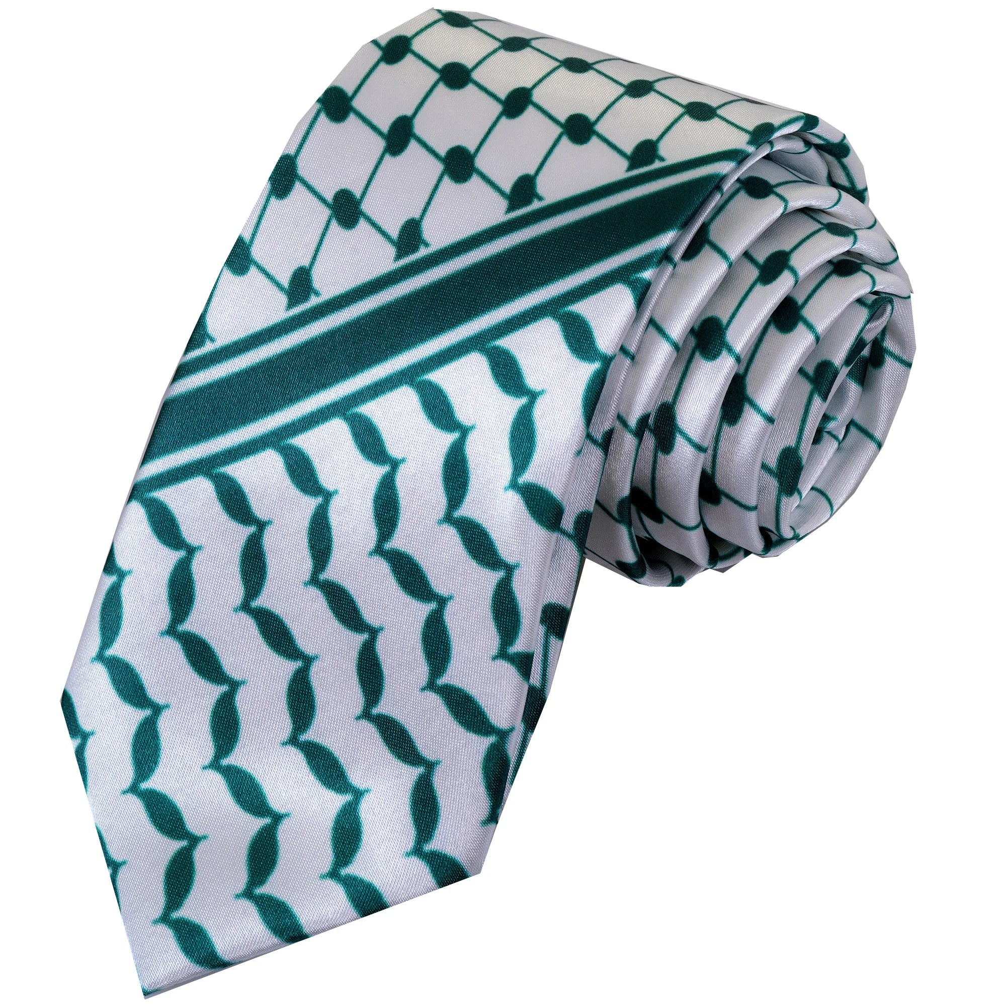 Palestine Flag Kufia Ghutra Keffiyeh Style Designer Made Printed with Pouch Necktie with Handmade Ready in Stock