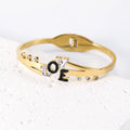 Wholesale New Minimalist L O V E Letter Design Stainless Steel C Shaped  Bracelet Inlaid Zircon  Spring Open Bracelet