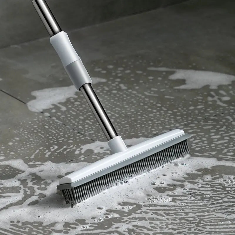 2-in-1 Household Steel Stainless Floor Cleaning Brush Handle Kitchen Bathroom Cleaning Brush