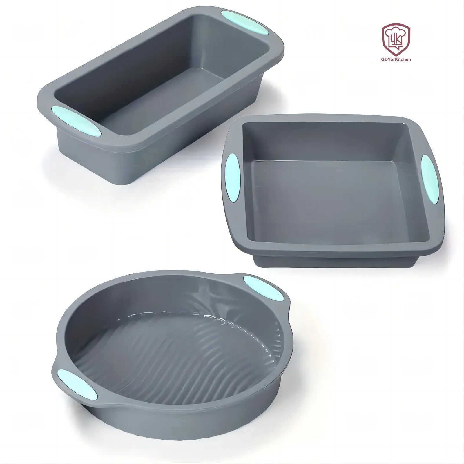 3-piece Silicone Square Baking Dish Set Two-tone Baking Set Toast Bread Cake Embryo Mold for Baking