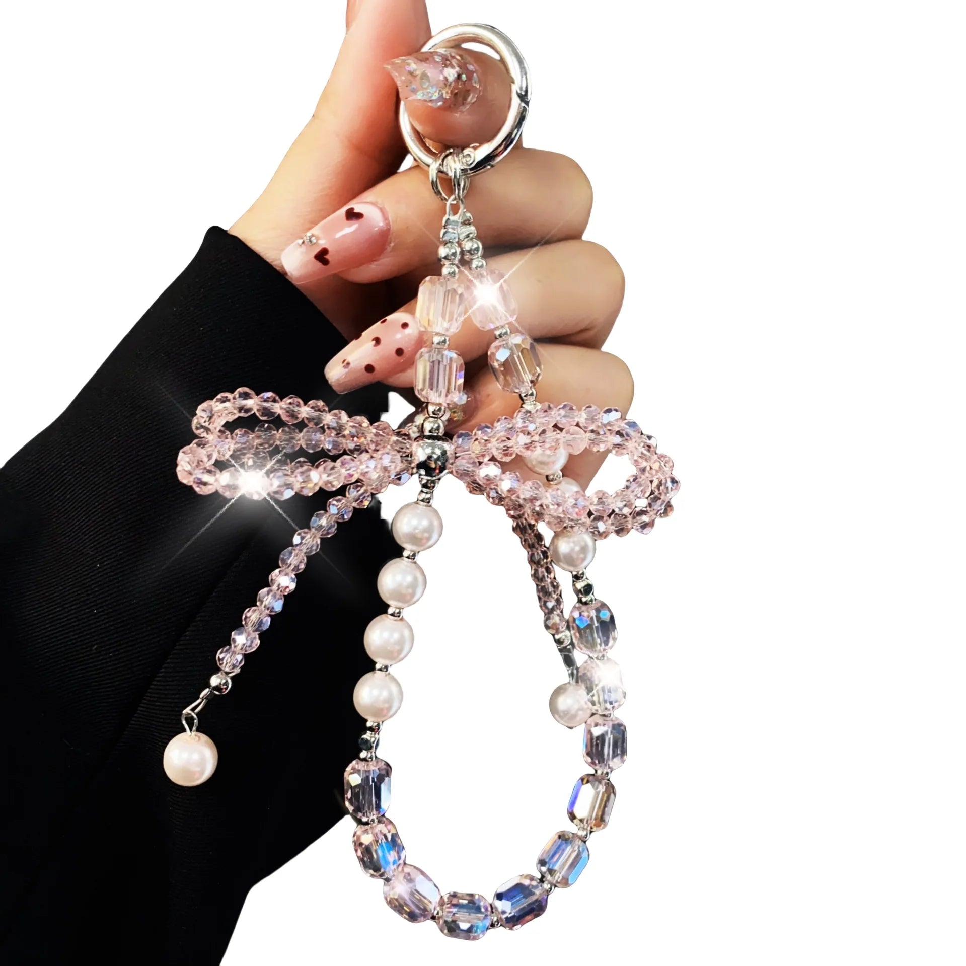 Universal Bowknot Beaded Cell Phone Pendant Strap Lanyard Hanging Chain Ring Cord Keychain Strap Cell Phone case Charms Jewelry