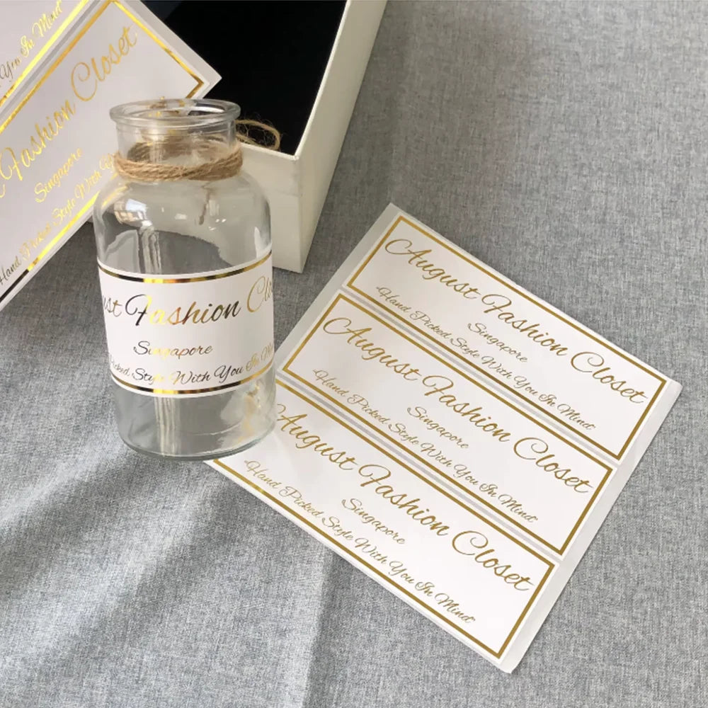 Customizable Waterproof Adhesive Sticker Copper Glass Bottle Shaped Custom Color Logo Custom Size Gift Craft Packaging Labels