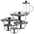 San Ignacio Eight-Piece Cookware Set + Borosilicate Glass French Press Coffee Maker 15.8x10x18.8cm NOIA San Ignacio