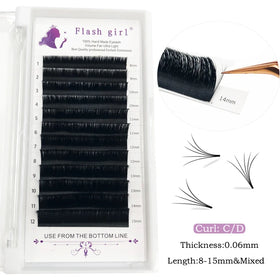 Wholesale Premade Individual Eyelash Extensions Professional 0.06 C/D Blooming Lashes Private Label