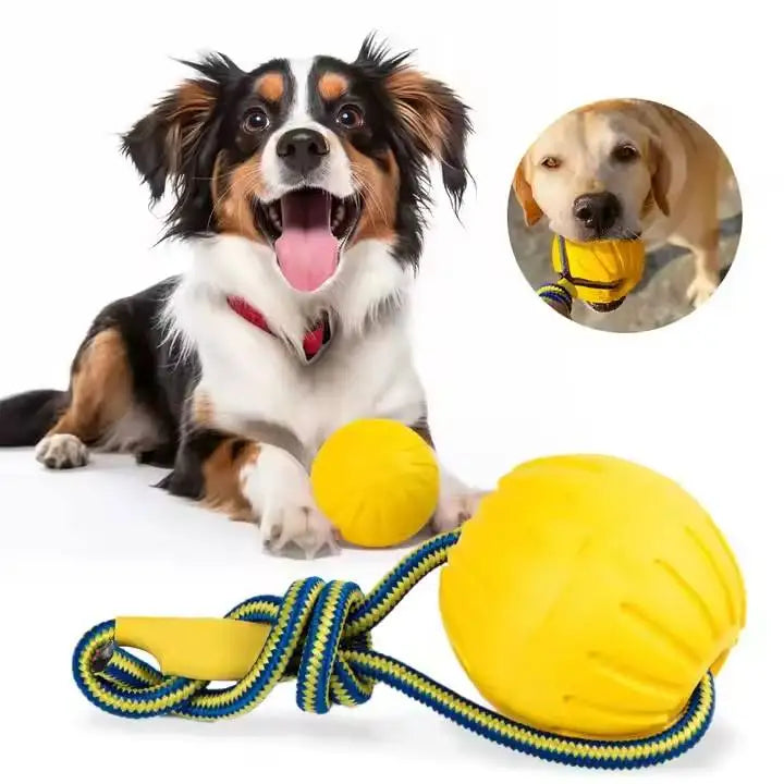 Yellow Non- Foam Bite Resistant Training Interactive Tug Braided Dog Cotton Toothbrush Rope Chew Toy Yellow Toys With Rope