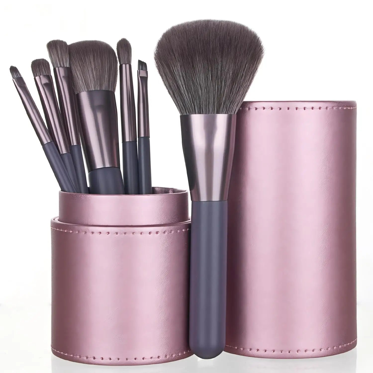 Portable 7-Piece Makeup Brush Set Ultra-Soft Blush Eyeshadow Eyebrow Pencil Shaving Brush Strong Powder Catching Ability Face