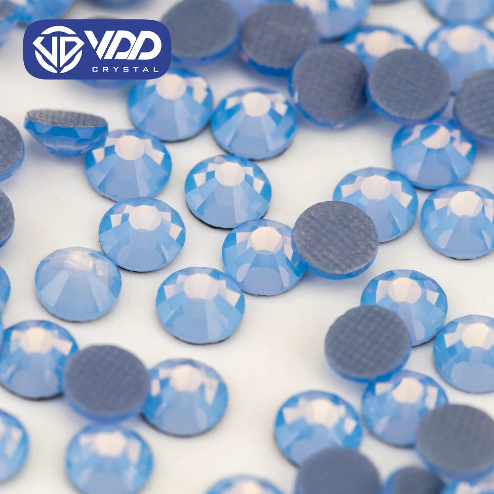 VDD 045 Blue Opal High Quality SS6-SS30 Glass Crystal Strass Hot-Fix Rhinestones Flatback Stones for Clothing Accessories