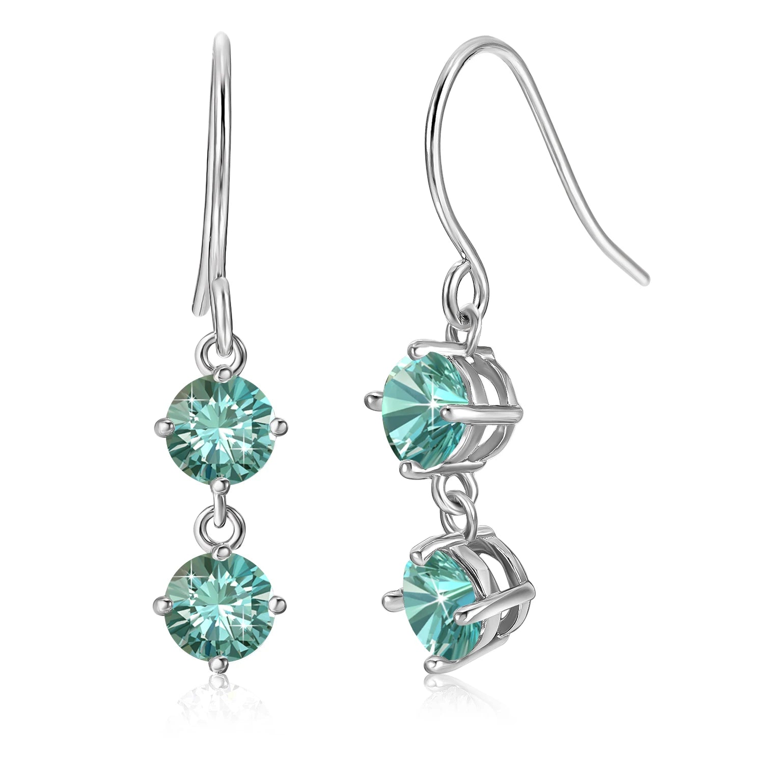 Lab Grown Blue Moissanite Diamond Jewelry 925 Sterling Silver Dangle Drop 2 Stones Party Earrings for Women Destiny Jewellery