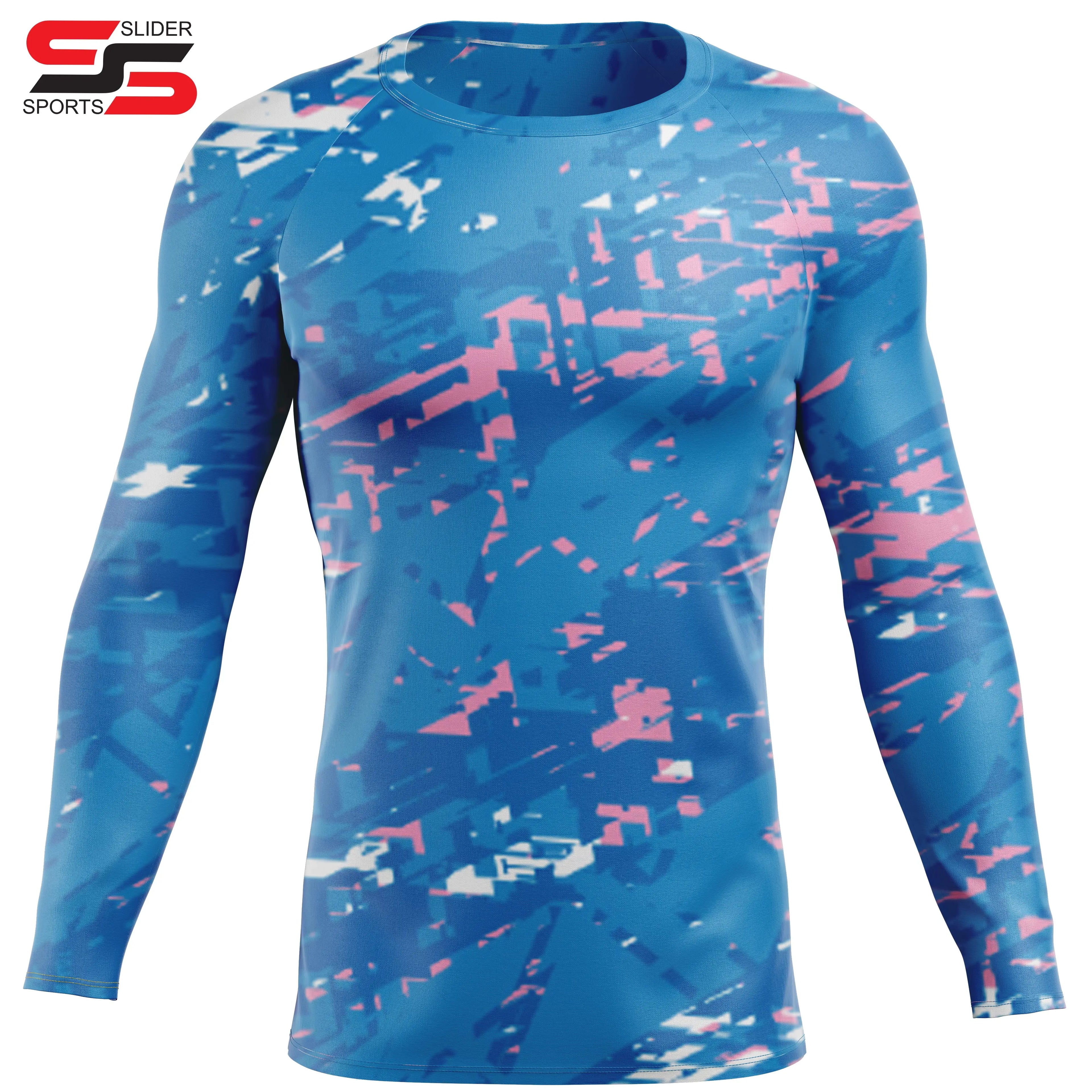 Sublimated Printed Long Sleeve Swim Shirt Unisex Rash Guard UV Protection Quick Dry Breathable High Elasticity Surfing
