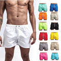 2025 Summer Men's Casual Beach Shorts Waterproof Canvas Mid-Waist Solid Color Beach Shorts