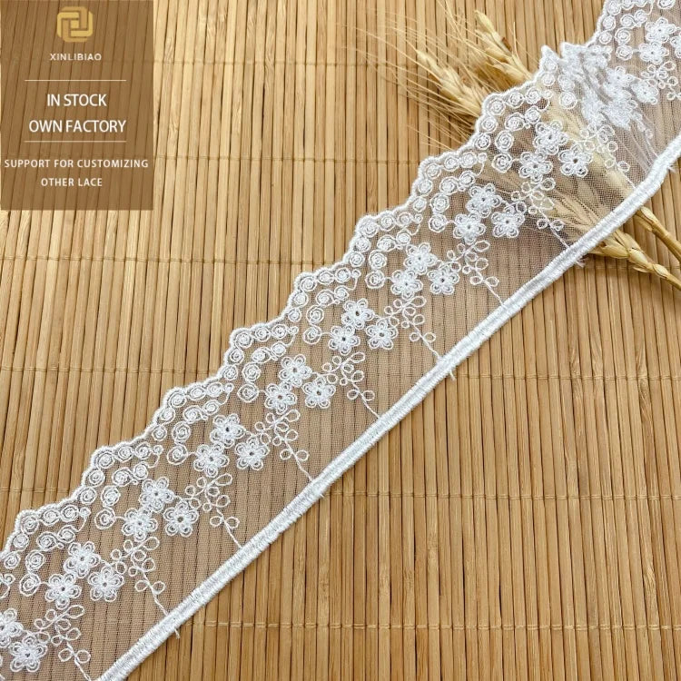 Fashionable Water-Soluble Double Barcode Polyester Filament Lace Home Fabric Accessories with Embroidery for Shoes for Clothing