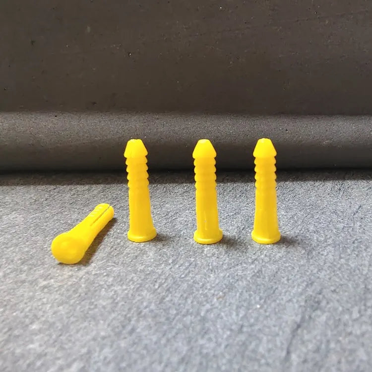 ELEKH Galvanized #6-#8 X 0.86'' 4000PCS/bag Yellow PE Plastic Ribbed Anchors Wall Plug Expansion Durable Sturdy Galvanized