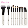 Gracedo White Professional Vegan 12-Piece Custom Logo Private Label High Quality Face Concealer Makeup Brush Set