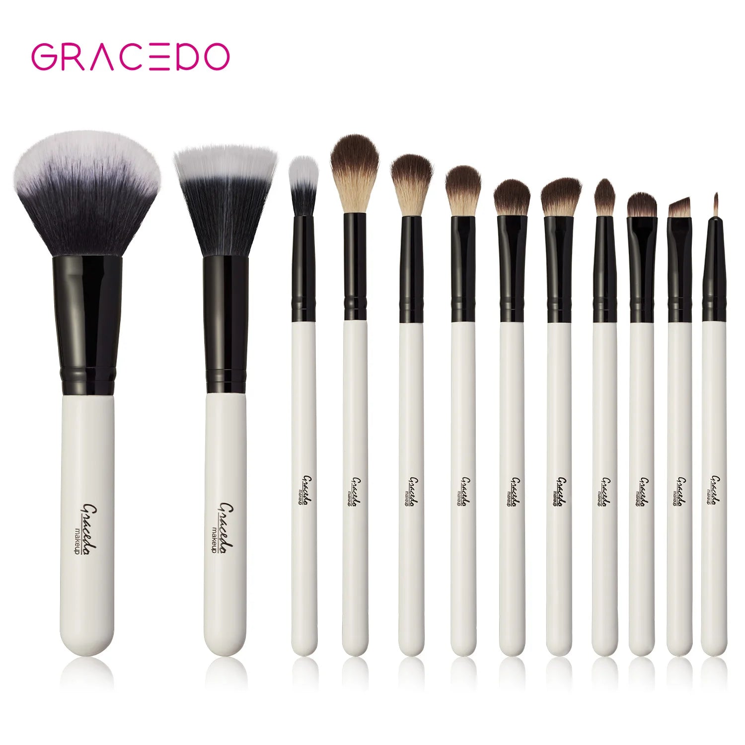 Gracedo White Professional Vegan 12-Piece Custom Logo Private Label High Quality Face Concealer Makeup Brush Set
