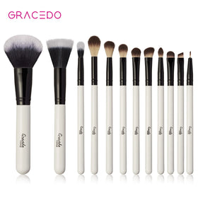 Gracedo White Professional Vegan 12-Piece Custom Logo Private Label High Quality Face Concealer Makeup Brush Set