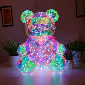 CLBX 2024 Novelty Gifts PVC Holographic Foil USB Plug with LED Glow Teddy Bear for Valentines Day and Christmas