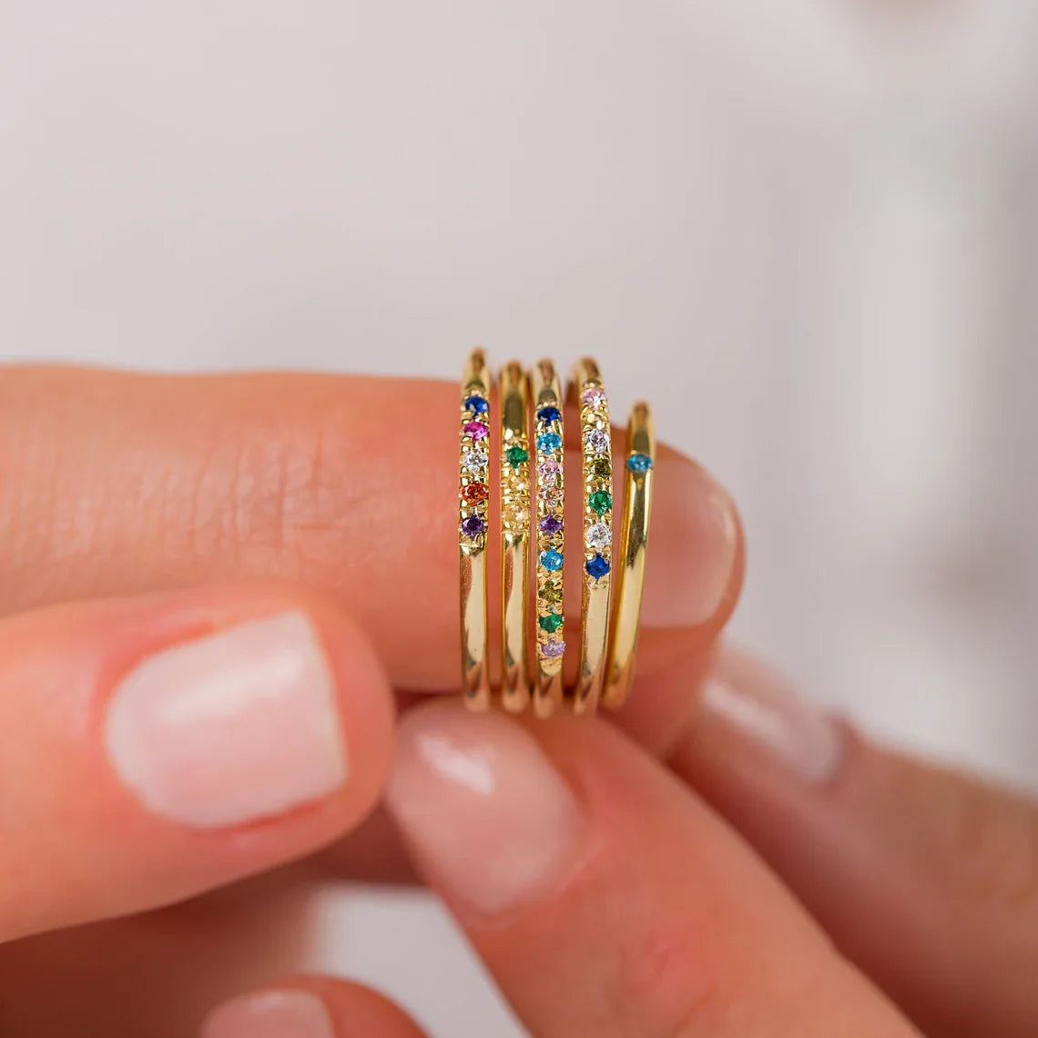 Exquisite Vintage Style Brass Gemstone Rings Simple and Versatile Fashion Jewelry for Party and Other Occasions
