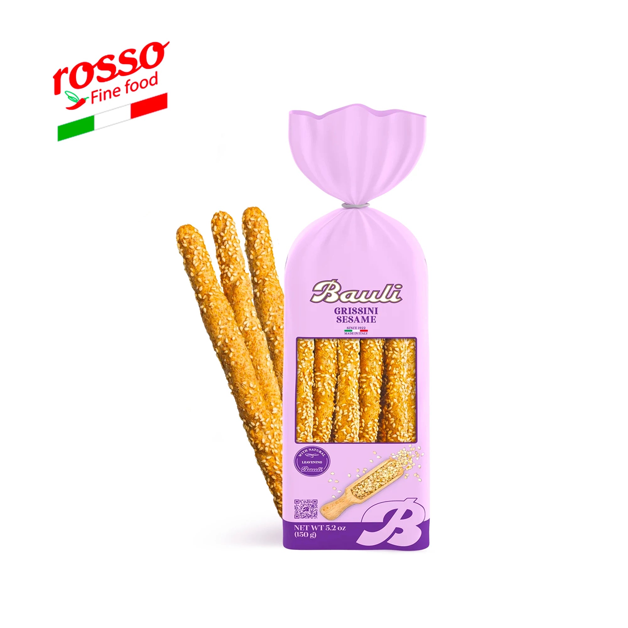 Bauli Sesame Wheat Germ Breadsticks (150g) Crispy Baked Wheat Italian Olive Oil Snacks Flavored Grain Kosher Certified Made