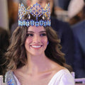 Blue Charm Round Crown Miss America Crowing Universe World Pageant Princess Queen Contest Winner Tiara Hair Accessories