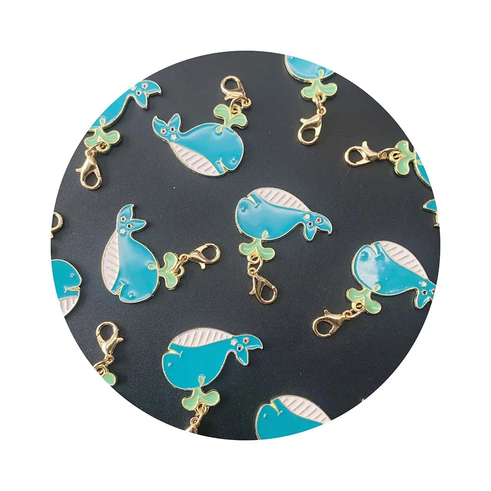 Bulk 100Pcs Enamel Ocean Sea Fish Charms Pendants Dangles Cartoon Whale Keychain for Jewelry Making Supplier