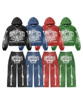Custom Plus Size Men's Zip-up Pullover Hoodie and Joggers Baggy Sweatpants Set Hip Hop Style Sweatsuit