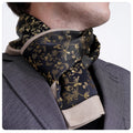 Exve Exclusive Double-Sided Jacquard Woven Black Scarf with Gold Flower Knitted Accessory AE3488