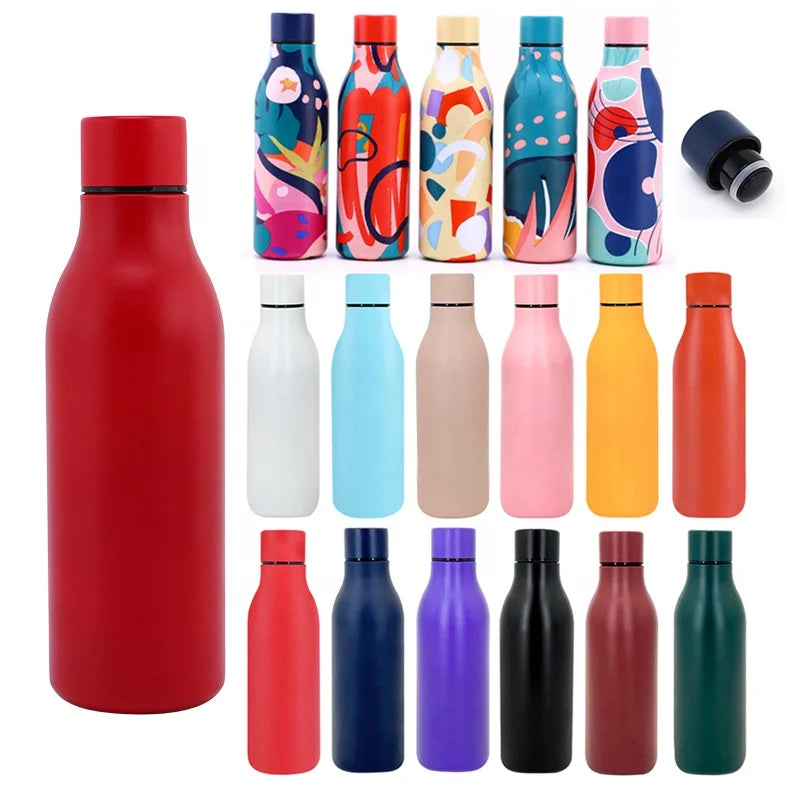 Beauchy 550 ml Bpa Free Eco Friendly Double Wall Insulated Vacuum Stainless Steel Cola Shape Gym Sports Water Bottle