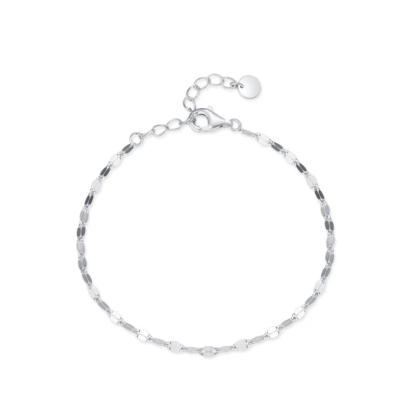 SL1656 925 Sterling Silver Fashion Sequins Stackable Bracelet Women's Party Adjustable Bracelet Exquisite Jewelry Gift MegaBDM