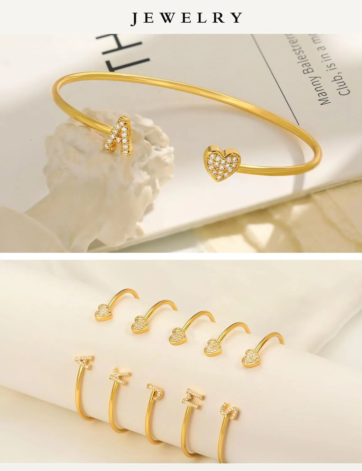 Simple Gold Plated 26 Letter Bracelet Romantic Initial Love Heart Cuff Bangle Bracelet to My Daughter