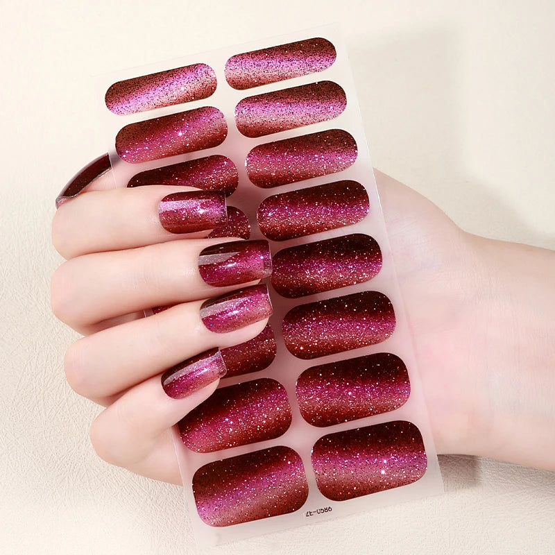 New Model Exquisite 3D Nail Wraps Stickers Customized Gradient PET Material Shiny and Waterproof Decorative Nail Art Stickers