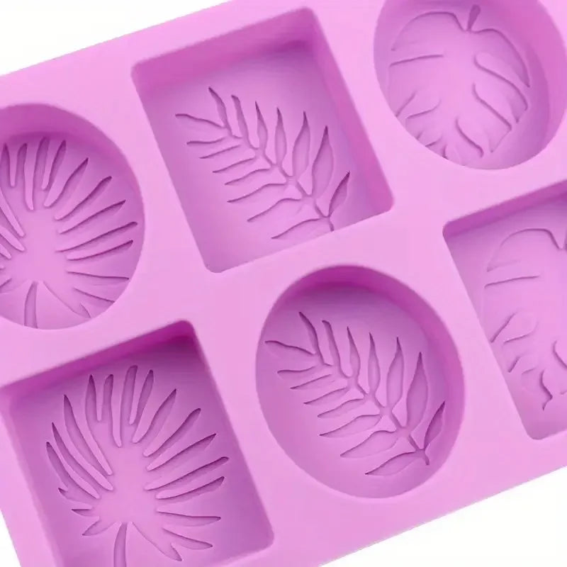 Silicone Molds Set Square and Oval Leaf Shape Soap Making Molds Purple Silicone Bar Mold Kit for DIY Crafts