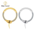 CZ Snake 16G Hinged Septum Clicker 5A Cubic Zirconia Party Jewelry Nose Ring 8mm 10mm ASTM F136 Titanium PVD Gold