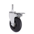 Modern 3 Inch M8 Stem Castor Wheels Black PU Brake for Bedroom School Living Room Warehouse Dining Workshop Outdoor Use