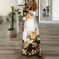 2025 New Women's Trendy Printed V-neck Buttoned Long-sleeve Maxi Dress