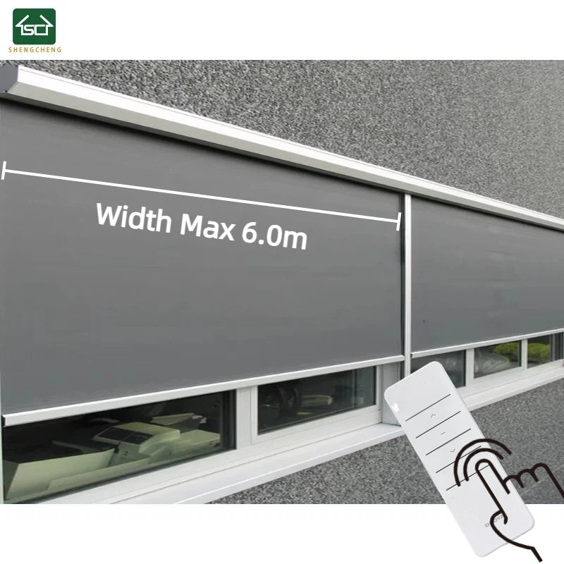 Modern Waterproof PVC Roller Blinds Zip Track Windproof for Outdoor Garden Patio Built-in Horizontal Vertical Fabric