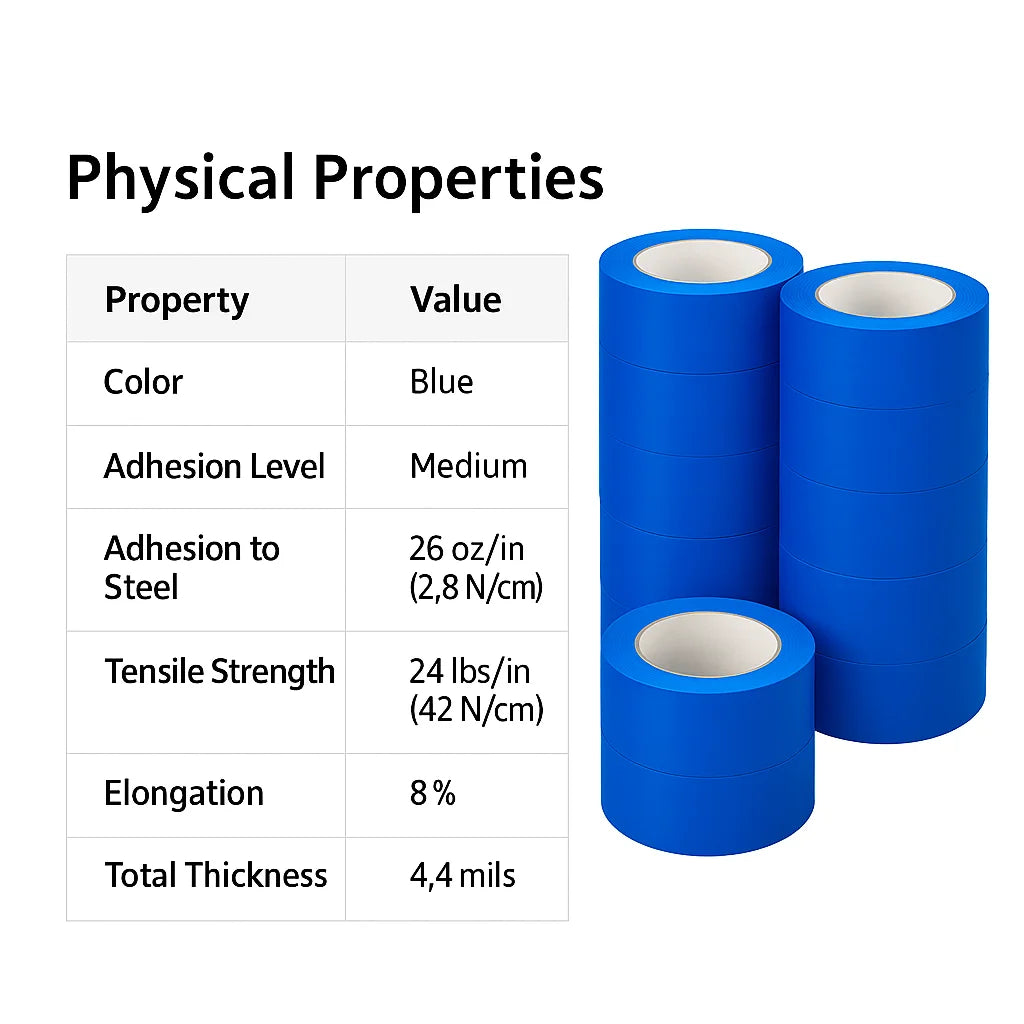 Blue UV Resistant Heatproof Self Adhesive Paper Automotive Painters Masking Tape Single Sided Strong Adhesive Clean Removal No