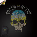 Trending Products 2024 New Arrivals No Pain No Gain Rhinestone Skull Hotfix Rhinestone Iron on Motif F