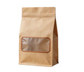 Factory Custom Kraft Paper 12OZ Coffee Bag With Zipper Printed Flat Bottom Bags with Clear Window