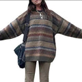 New EU/US Women's American Retro Stripe Sweater - Long Sleeve Casual Pullover