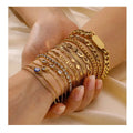 18K Gold Plated Stainless Steel Devil Eye Bracelet Simple Personality Accessories Stacking Chain Thin Bangles Type