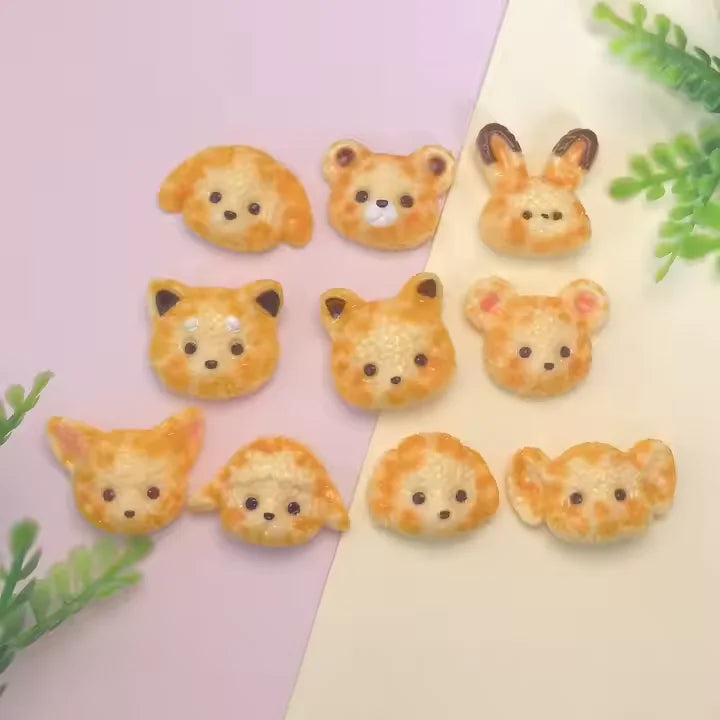 Artificial Mini Cookies Animals Resin Miniature Food Charms DIY CraftS Charm Slime Supplies