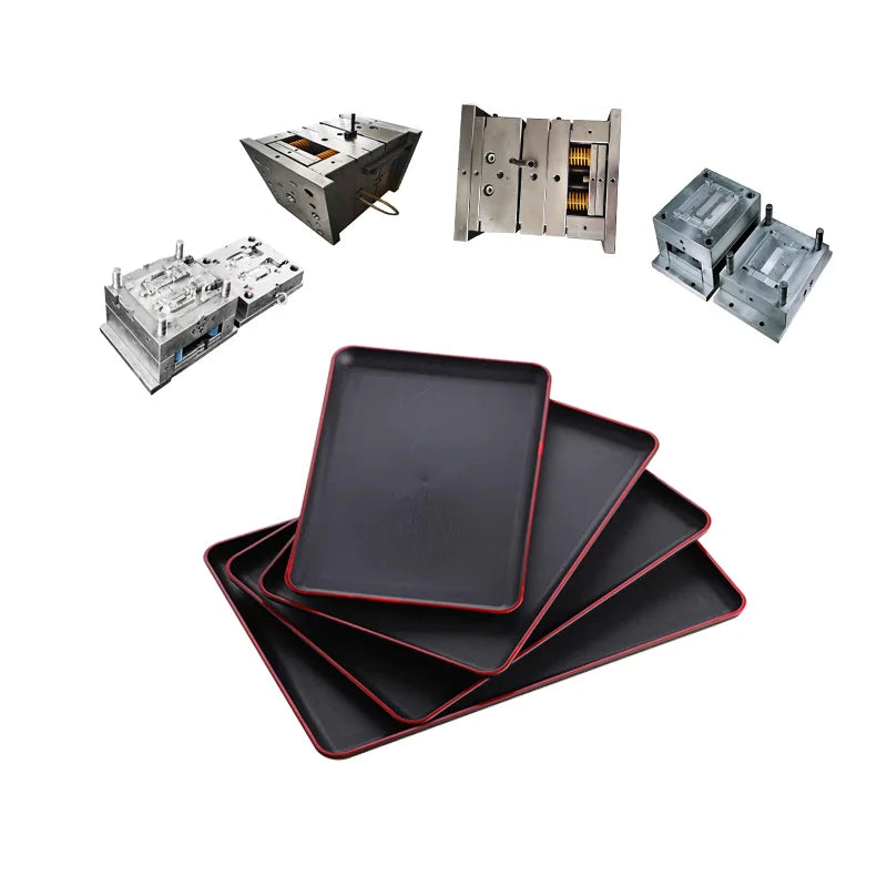 Plastic Injection Molding Service Rectangle Plastic Fast Food Tary Tray for Household Use