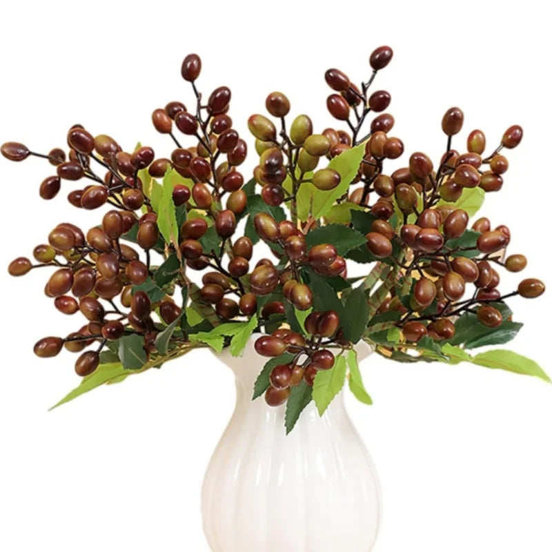Artificial Berry Stems Faux Simulation Berry Picks Olive Berry Branches Spray for Vase Filling Home Office Garden Decoration