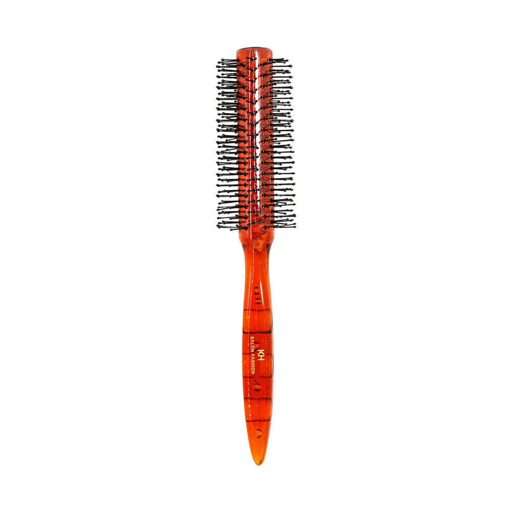 Cheap Salon Hair Roll Brush Comb Hairdresser Styling Tool with Plastic Handle Nylon Pin Rolling round Hair Brush for Home Use
