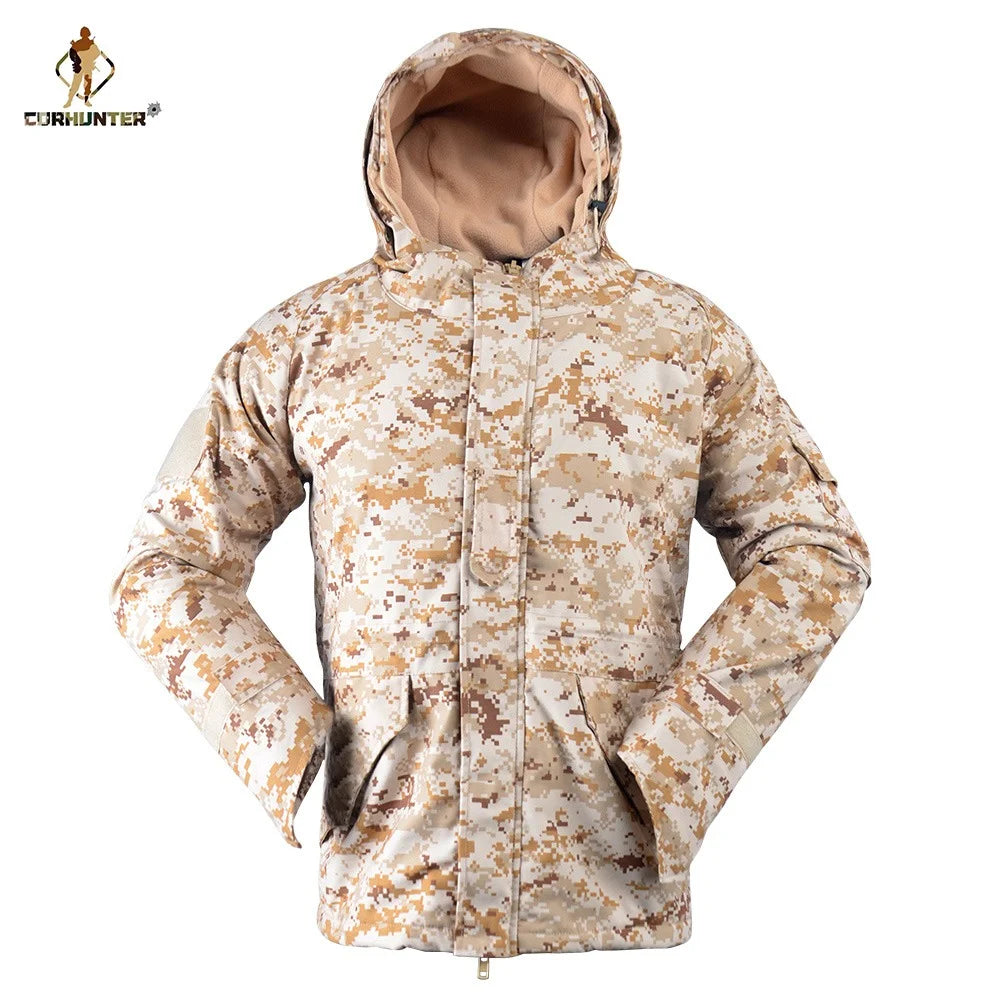 Wholesale Supply G8 Hooded Fleece Lined Tactical Jacket Desert Camo Windbreaker Ripstop