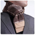Exve Exclusive Beige Brown Taratar Plaid Square Pattern Wool Winter Double-Sided Knitted Turkey Scarf